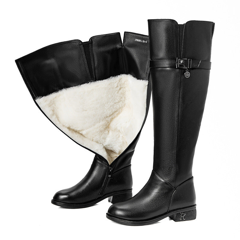 Genuine leather Knee High Insulated Boots