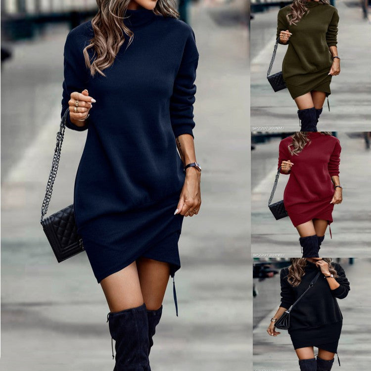 Long Sleeve Crossed Short Dress